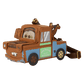 A character-shaped crossbody bag designed like the tow truck Mater from Disney's Cars, featuring a brown body with blue and green paint details, a front windshield with cartoon eyes, and a brown shoulder strap on a plain white background.