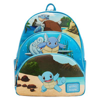 Loungefly Pokemon Squirtle Evolutions Triple Pocket Mini Backpack