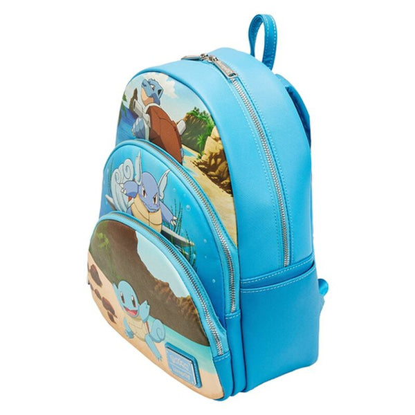 Loungefly Pokemon Squirtle Evolutions Triple Pocket Mini Backpack - Leo's Treasure Box