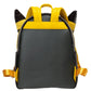 A black and yellow backpack designed to look like a cartoon character, featuring plush ears on top, yellow shoulder straps, and yellow side straps, shown against a plain white background.
