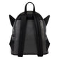 A black and dark gray backpack with pointed cat-ear details on the top and sides, shown from the back against a plain white background.
