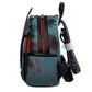 Backpack with a blue and black pattern 