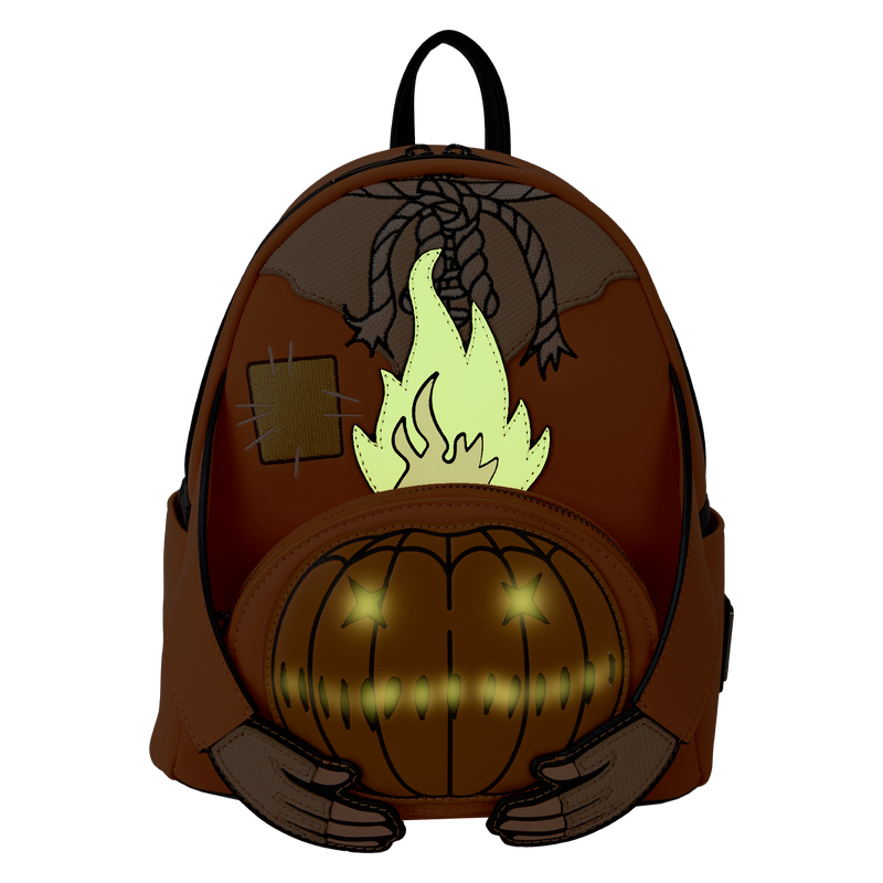 Loungefly Trick 'R Treat Flaming Pumpkin Head Sam Light Up Glow Mini Backpack - Leo's Treasure Box