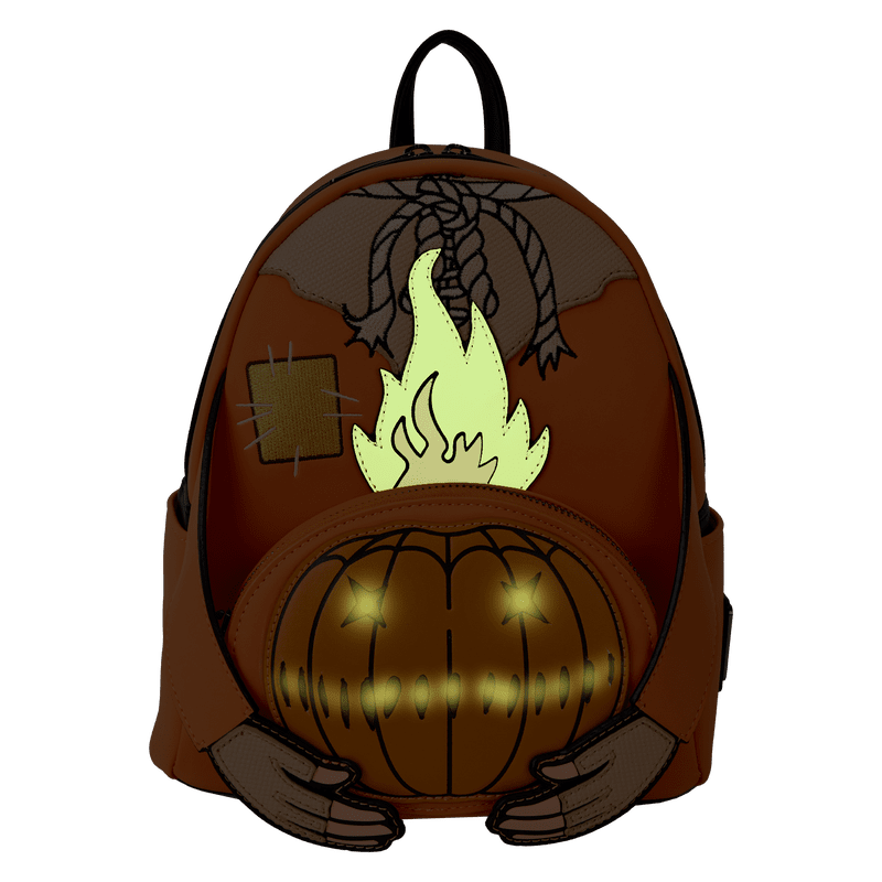 Loungefly Trick 'R Treat Flaming Pumpkin Head Sam Light Up Glow Mini Backpack - Leo's Treasure Box