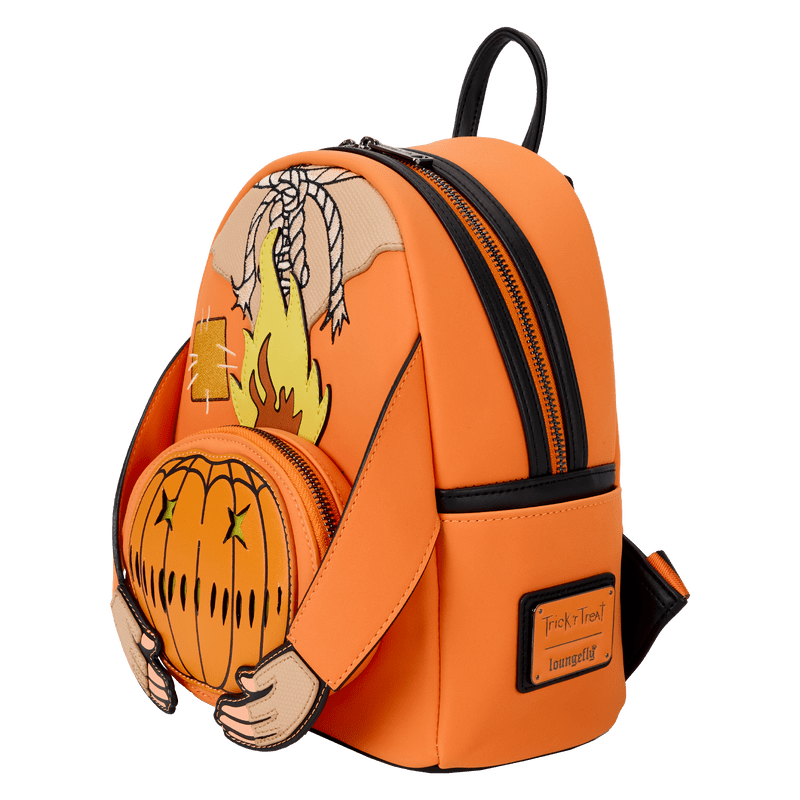 Loungefly Trick 'R Treat Flaming Pumpkin Head Sam Light Up Glow Mini Backpack - Leo's Treasure Box