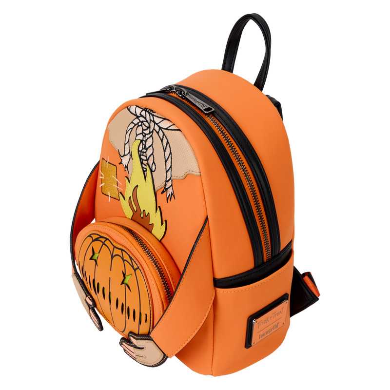 Loungefly Trick 'R Treat Flaming Pumpkin Head Sam Light Up Glow Mini Backpack - Leo's Treasure Box