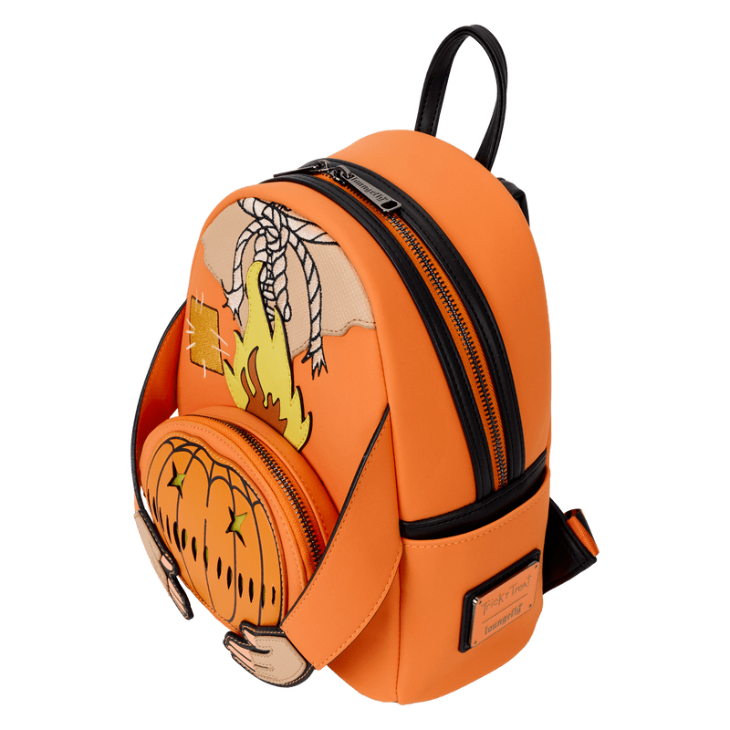 Loungefly Trick 'R Treat Flaming Pumpkin Head Sam Light Up Glow Mini Backpack - Leo's Treasure Box