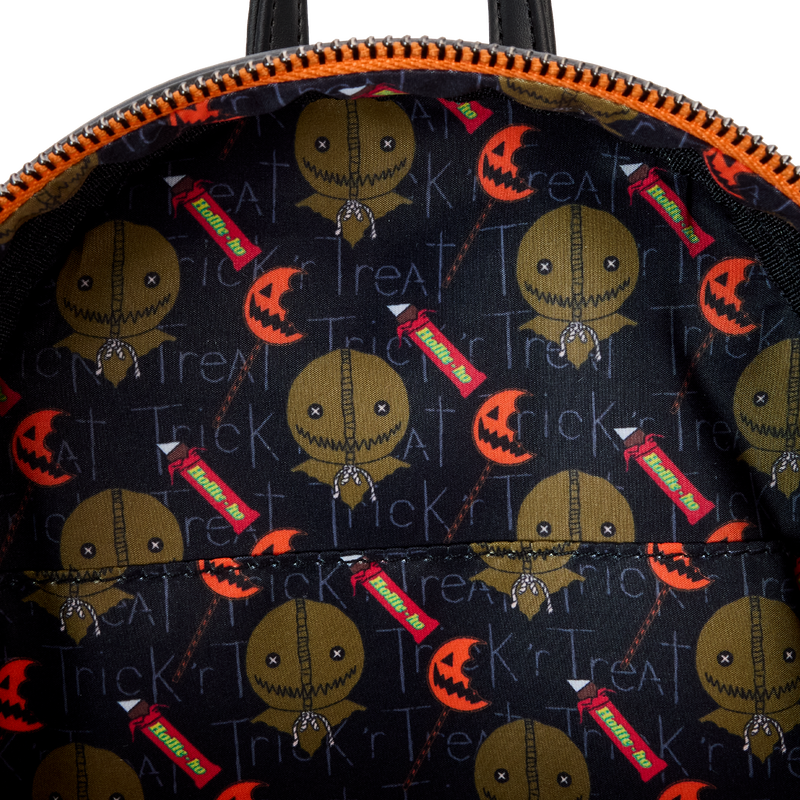 Loungefly Trick 'R Treat Flaming Pumpkin Head Sam Light Up Glow Mini Backpack - Leo's Treasure Box