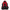 Black backpack with red straps on a white background