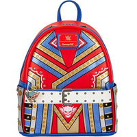 Colorful backpack with geometric pattern and WWE logo 