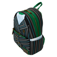 Loungefly mini backpack featuring Elphaba's Shiz University uniform design, including embroidered details, a green and black color scheme, and a compact, stylish silhouette.