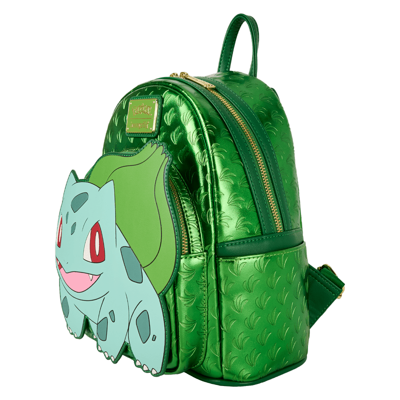 Pokémon Bulbasaur cosplay backpack with detailed embroidered features

