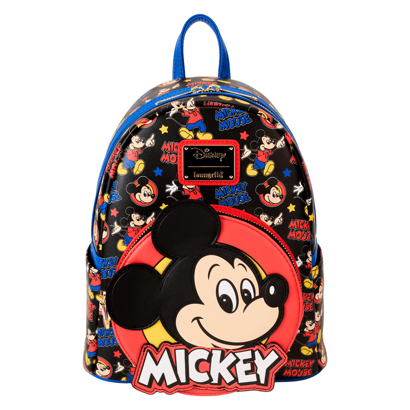 Loungefly mini backpack with all-over print of classic Mickey Mouse poses

