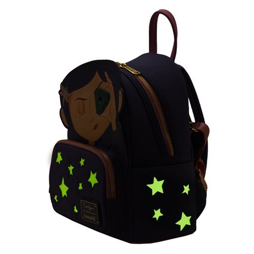 Coraline-inspired Loungefly backpack with shining star details