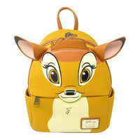 Backpack designed like a cartoon deer face with a visible Disney logo on a white background