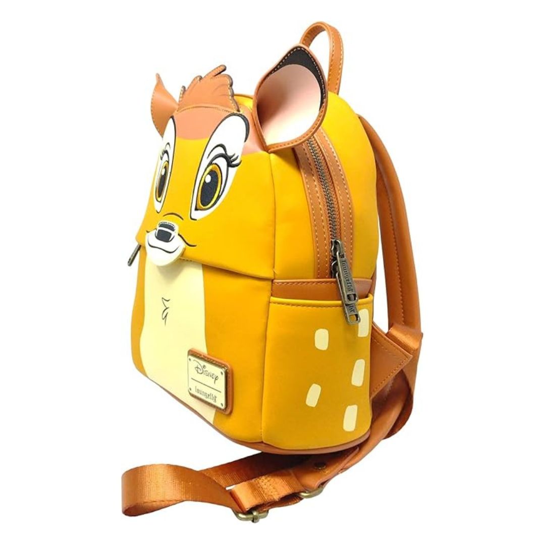 Yellow backpack with animal design on a white background