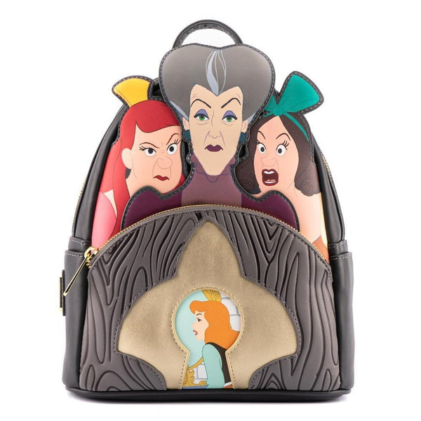 Backpack with animated character designs on a white background
