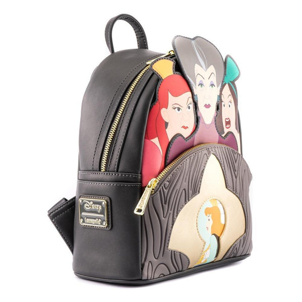 Backpack with animated character designs on a white background