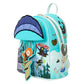 Backpack with cartoon character design on a blue background