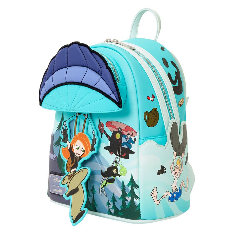 Backpack with cartoon character design on a blue background