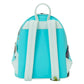 Turquoise backpack with white straps on a white background