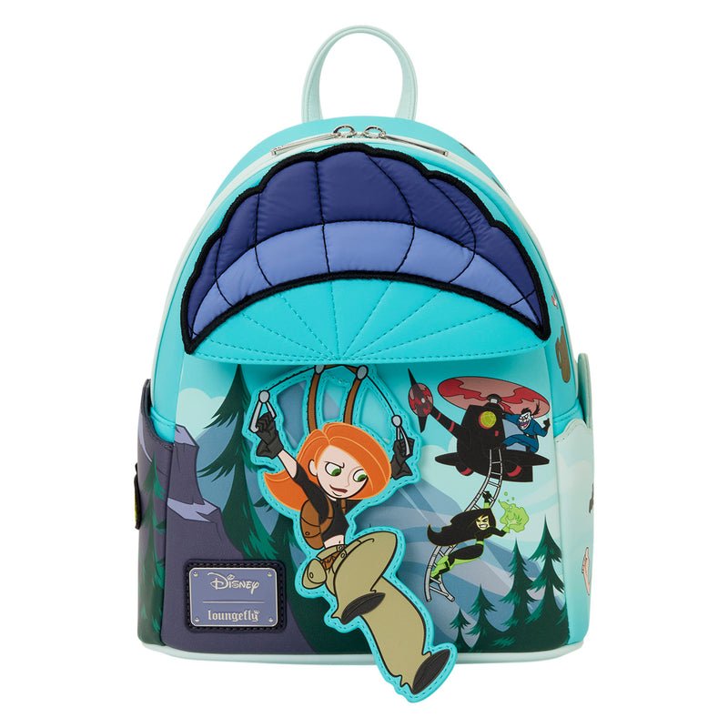 Backpack with animated character design on a white background