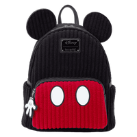 Loungefly Disney mini backpack styled like Mickey Mouse with corduroy plush finish