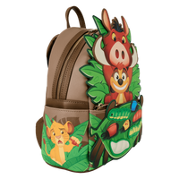 The Lion King Hakuna Matata Loungefly mini backpack showcasing Simba, Timon, and Pumbaa