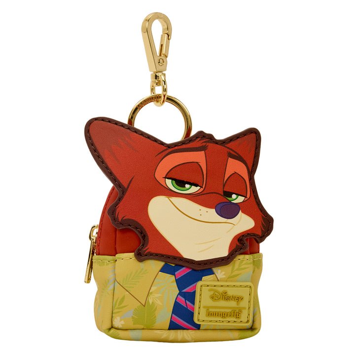 Keychain with cartoon fox character in a suit on a white background