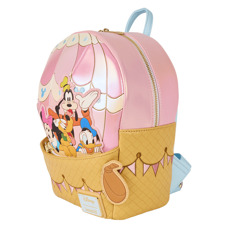 Figural backpack featuring Disney’s Mickey Mouse and friends in a hot air balloon design

