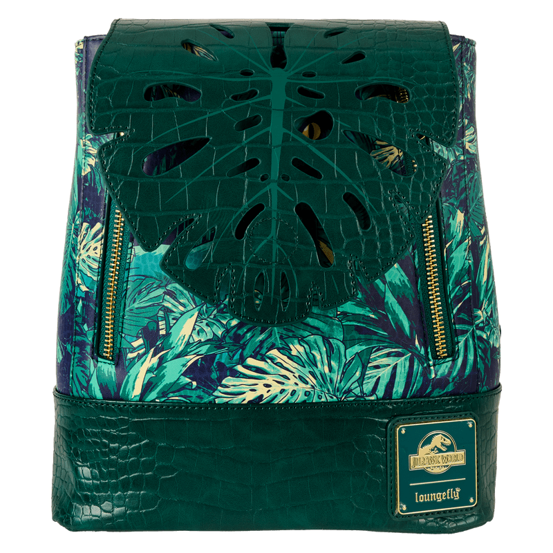 Glow-in-the-dark Loungefly drawstring mini backpack featuring Jurassic World velociraptor

