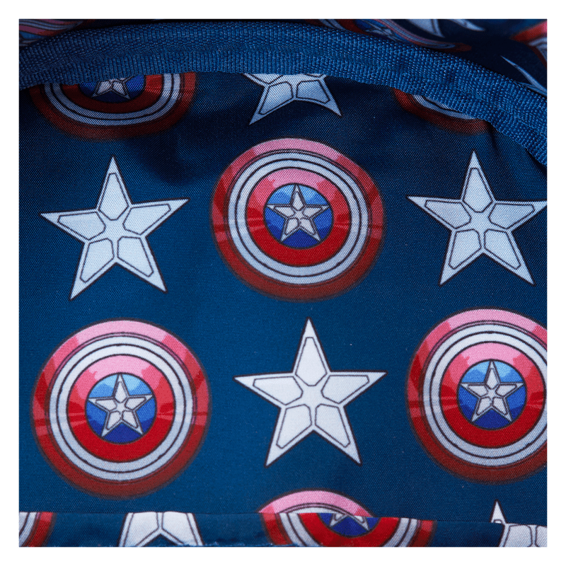 Loungefly Brave New World Captain America mini backpack with vibrant colors

