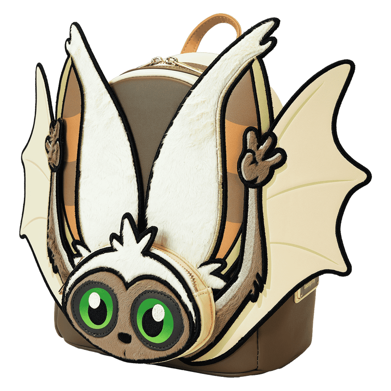 Fuzzy Momo cosplay backpack with large ears and embroidered details