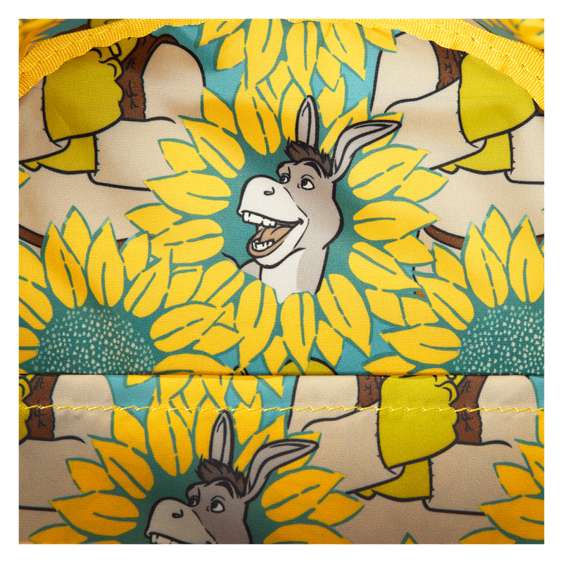 Shrek and Donkey scene on a sunflower field printed mini backpack by Loungefly

