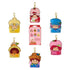 Set of colorful character keychains and pouches on a white background