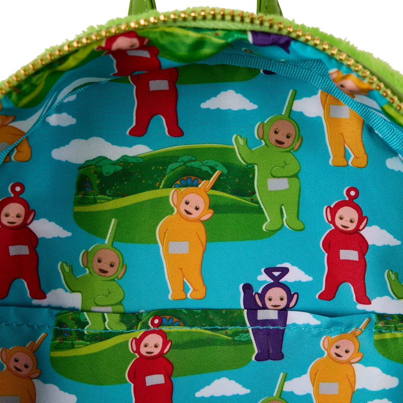 Loungefly Teletubbies Dipsy character-inspired mini backpack with light up feature