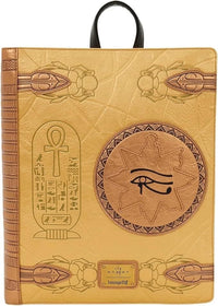 Decorative notebook with Egyptian symbols and designs on a beige background