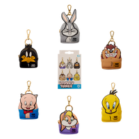 Collection of Looney Tunes character keychains on a white background