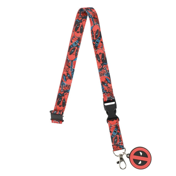 Lanyard with red and black pattern on a white background