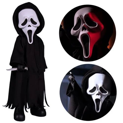 Halloween costume with a mask and robe, including close-up details of the mask.