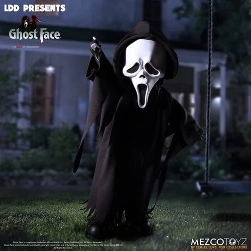 Ghost Face figure from LDD Presents with a dark background, holding a knife.