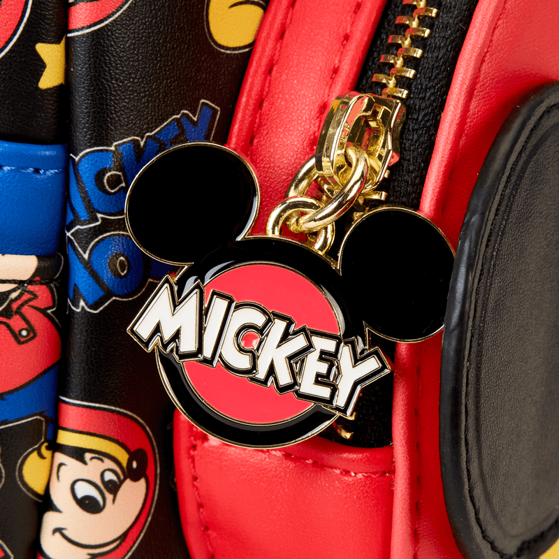 Loungefly backpack with retro Mickey Mouse artwork in a seamless design

