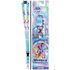 My Little Pony Besties lanyard set in its original packaging, featuring a light blue patterned lanyard with character prints and a matching ID badge holder.