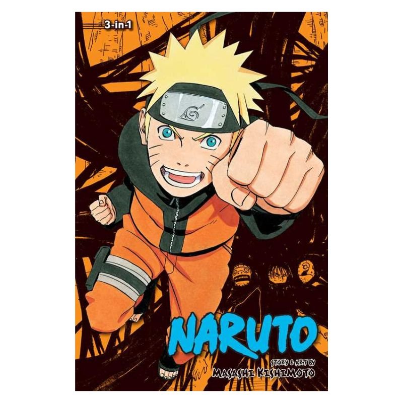 Naruto Shippuden Volume 100 manga book cover featuring Naruto Uzumaki in his orange and black jumpsuit with a metal headband, pointing forward against a dark background with orange text and the title 'NARUTO' in large blue letters.