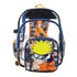 Transparent backpack with anime character design on a white background