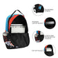 Backpack with features highlighted on a white background