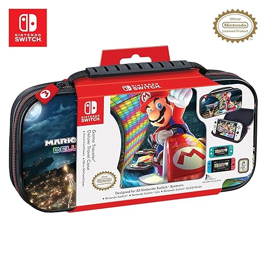 Deluxe Nintendo Switch game case featuring Mario Kart 8 themed design

