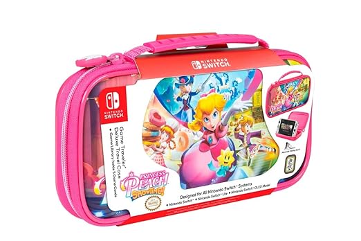 Deluxe Nintendo Switch game case featuring Princess Peach design


