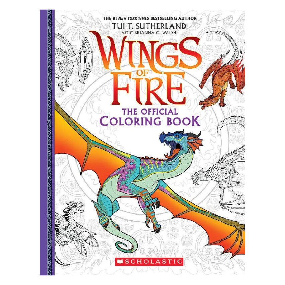Wings of Fire coloring book with dragons on a white background