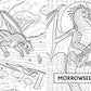 Two dragons coloring book pages with 'Morrowseer' branding.